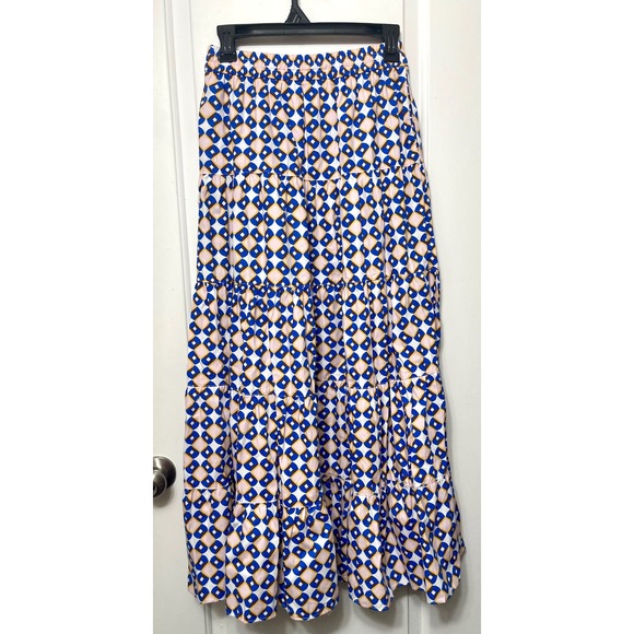 Zara Woman Multicolored Geometric Print Tiered Maxi Skirt Size S - Picture 9 of 15